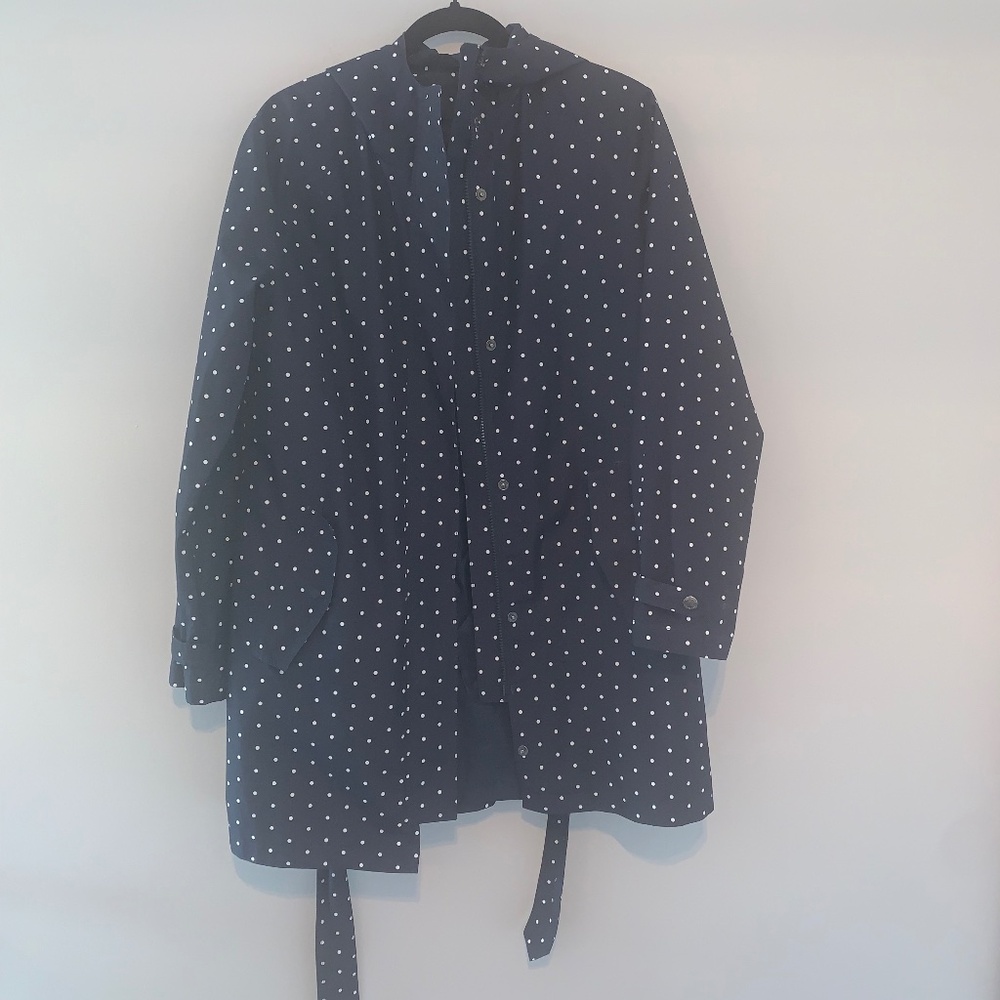 Lands’ End Blue and White Trench Jacket